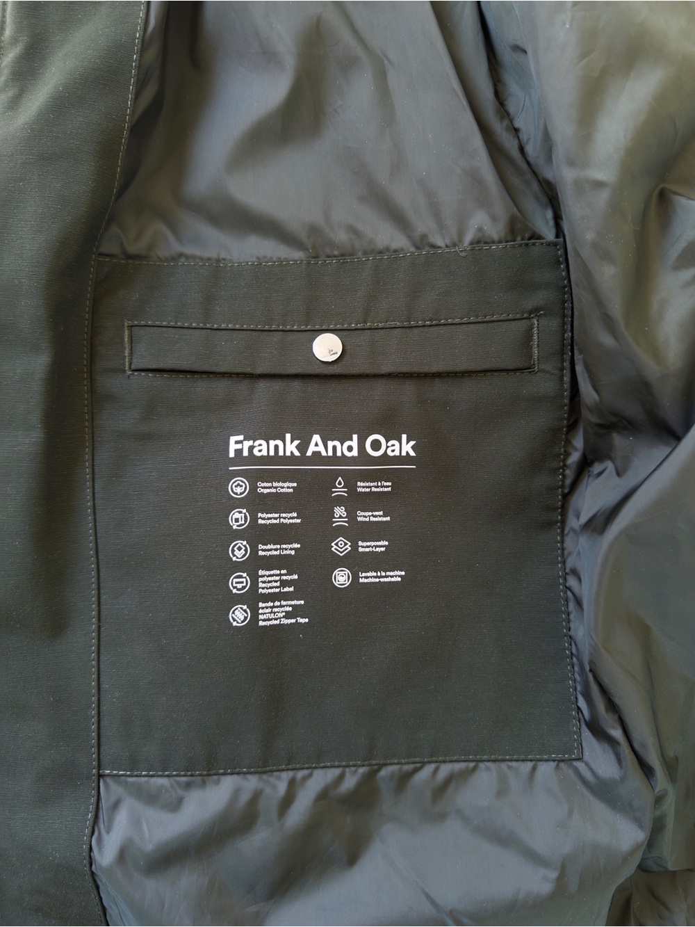 Frank & Oak Olive Green Interior Pocket Jacket - Picture 3 of 12